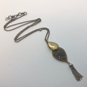 Lucky Brand two-teardrop tassel pendant necklace